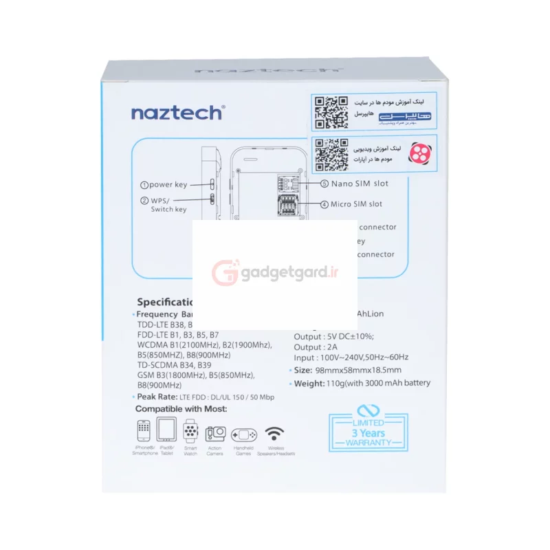 مودم همراه Naztech 4G-LTE مدل NZT-77CT - سفید (گارانتی 36 ماهه هایپرسل) - تصویر 12