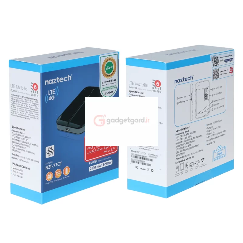 مودم همراه Naztech 4G-LTE مدل NZT-77CT - مشکی (گارانتی 36 ماهه هایپرسل) - تصویر 14