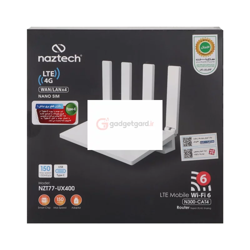 مودم روتر 4G LTE رومیزی Naztech مدل NZT77-UX400 - سفید (گارانتی 36 ماهه هایپرسل) - تصویر 8